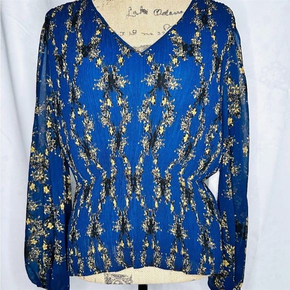 Navy Blue 1. State Blouse Size Large Golden Hour Blue Night Color NWT - Picture 5 of 5